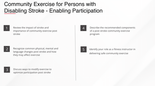 Single Module - Community Exercise for Persons with Disabling Stroke – Enabling Participation